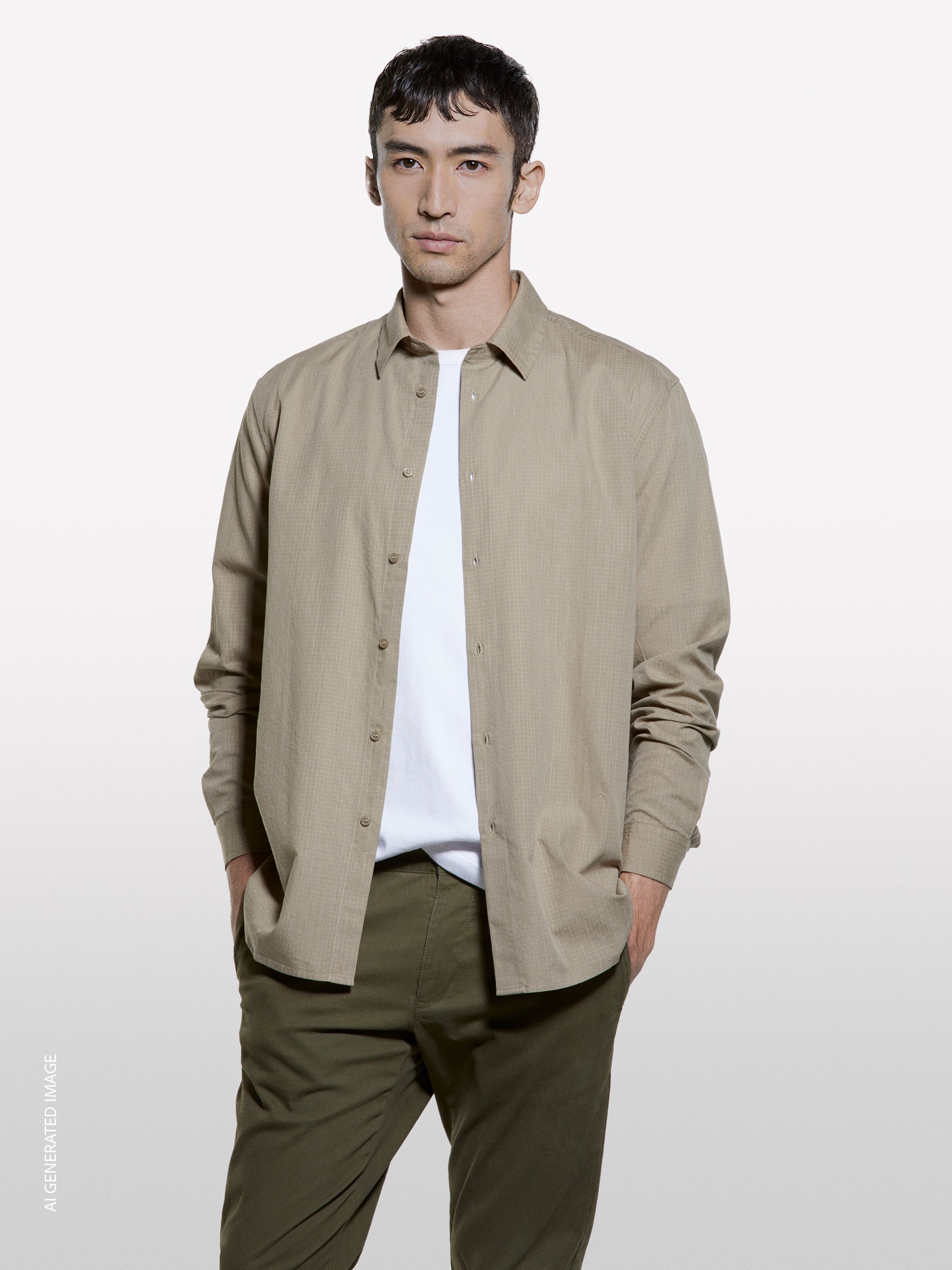 Camicia beige in cotone operato - ucb_image_FY