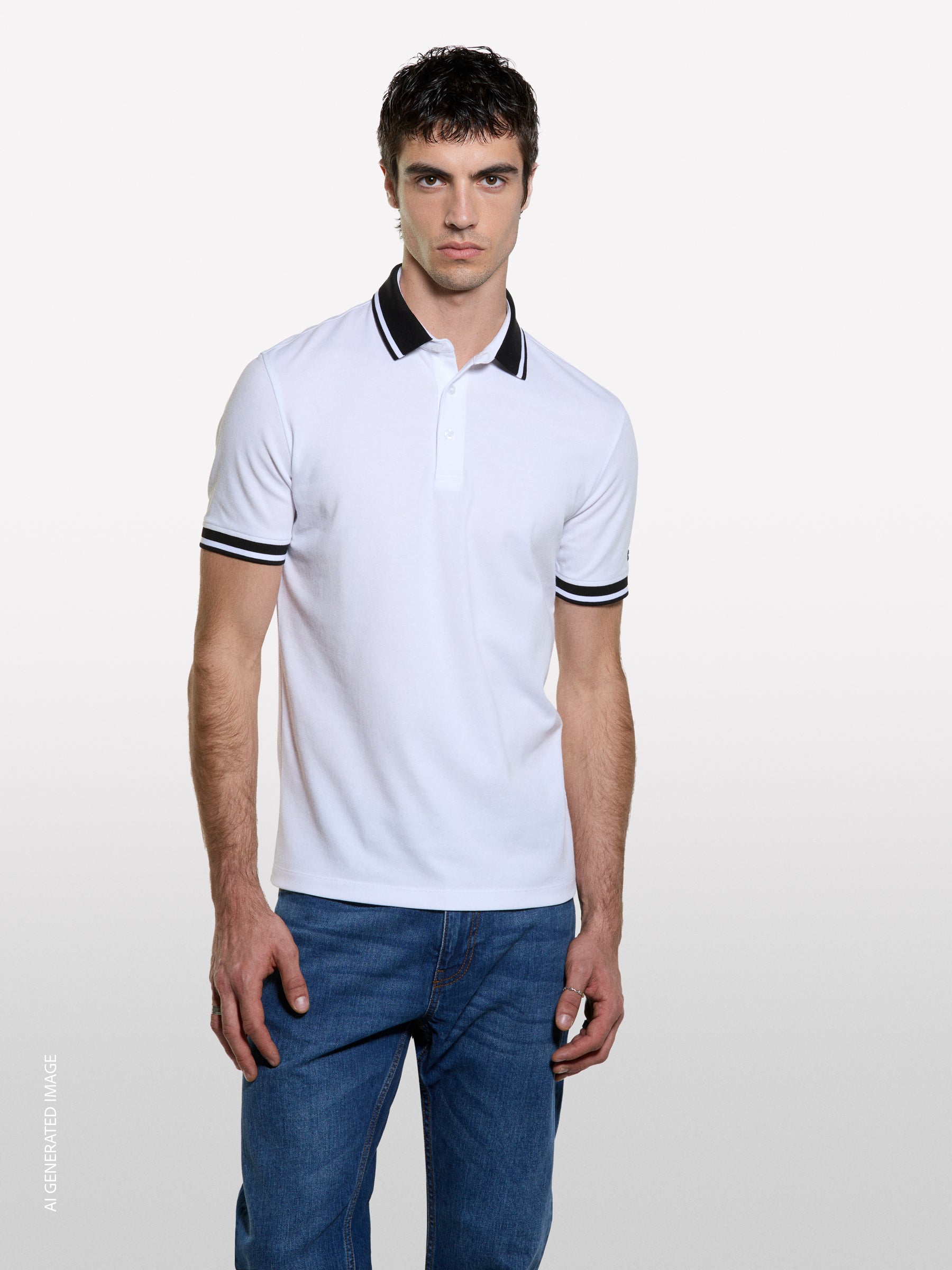 Polo branco slim fit com contraste - ucb_image_FY
