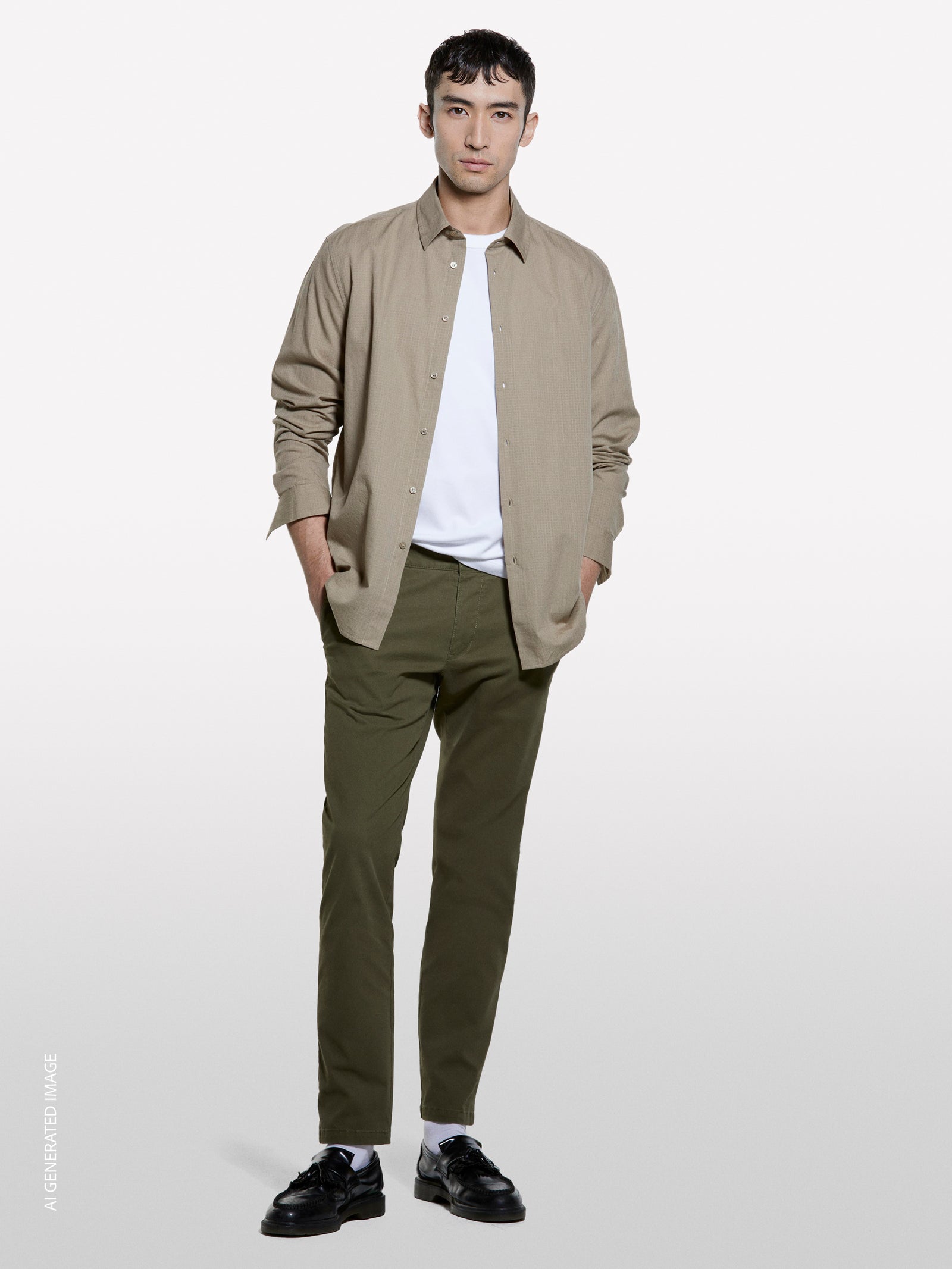 Camicia beige in cotone operato - ucb_image_F