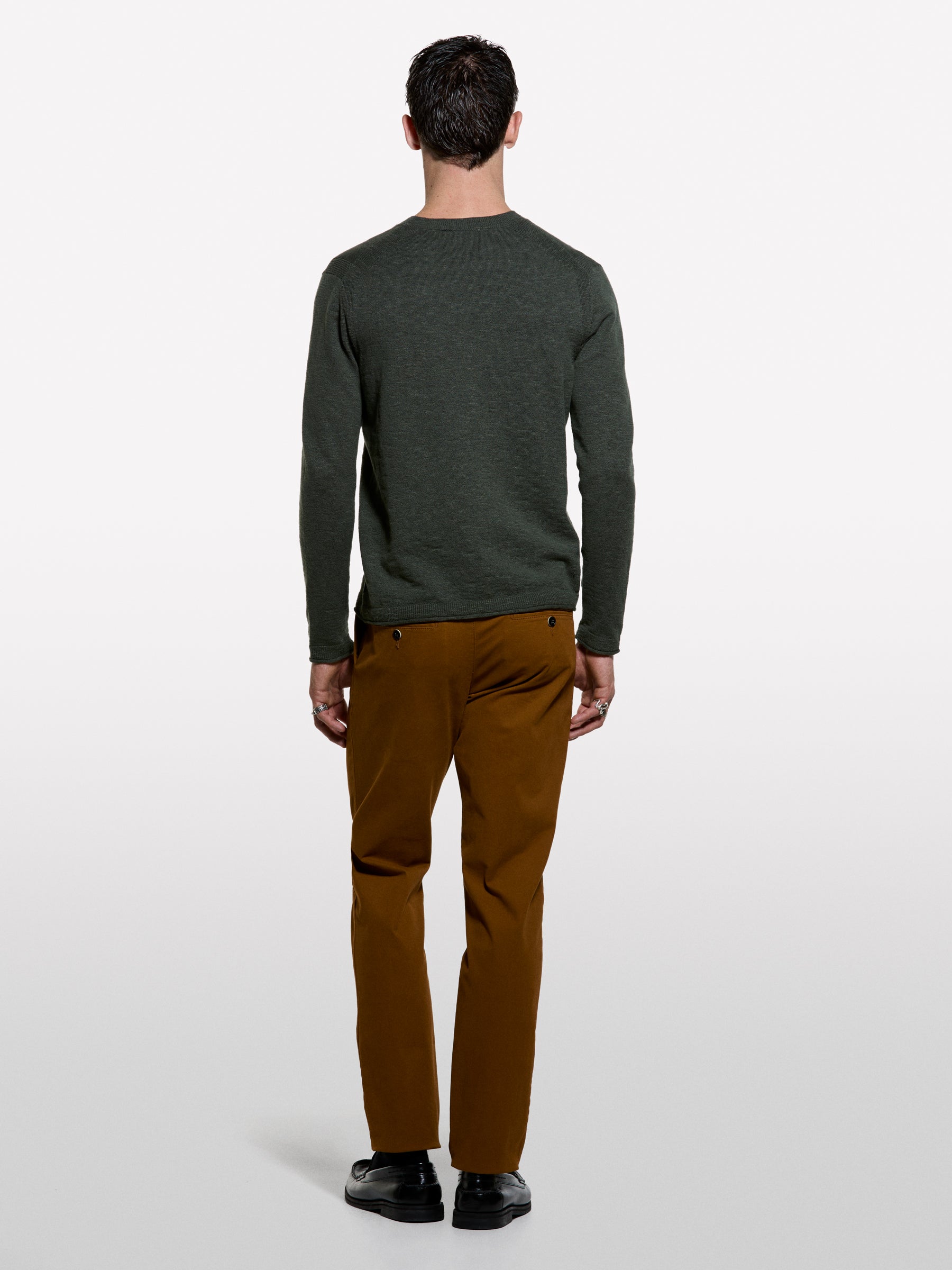 Camisola verde militar de gola redonda regular fit - ucb_image_B