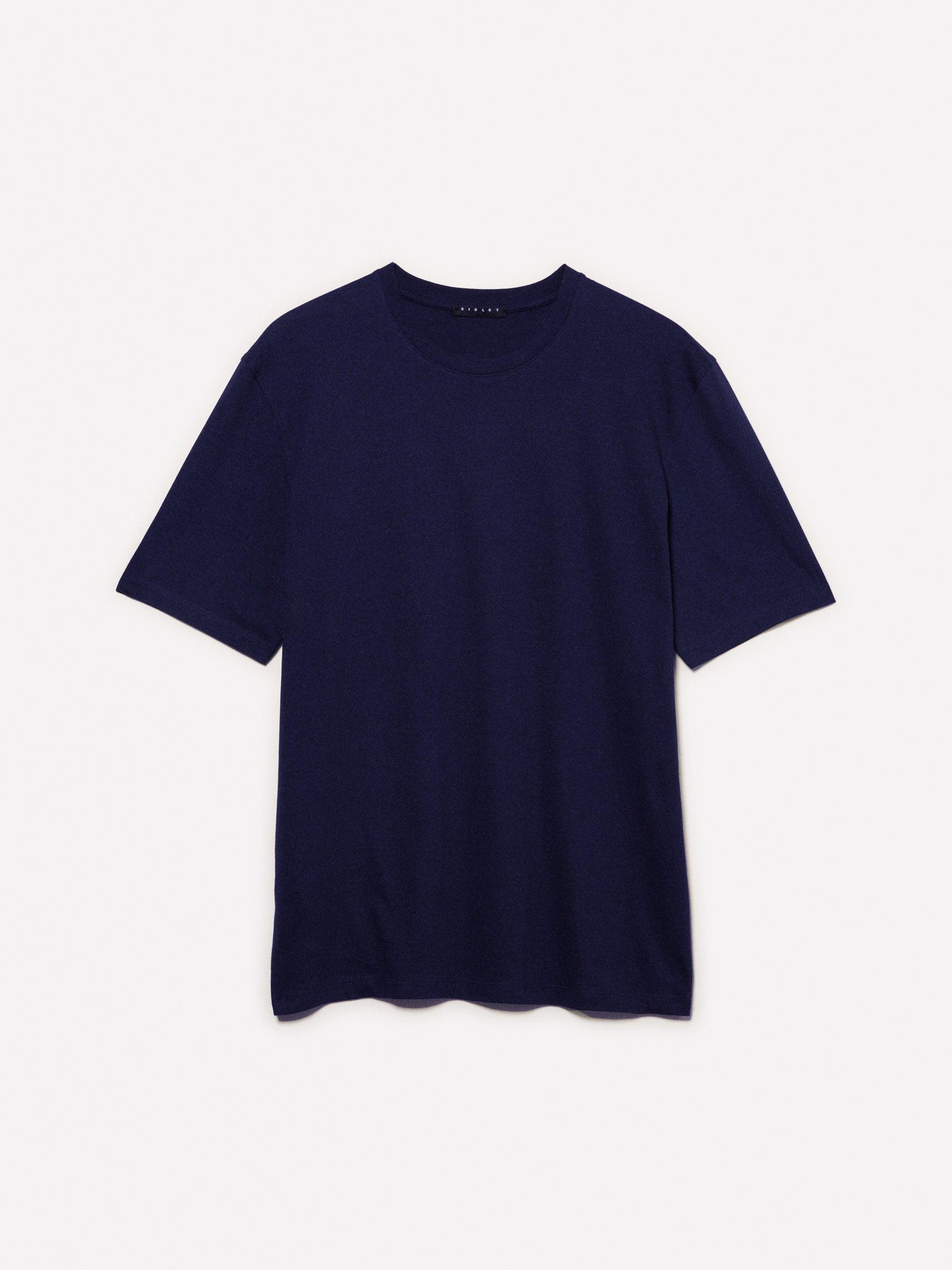 T-shirt azul-escuro de gola redonda 100% algodão orgânico - ucb_image_FS