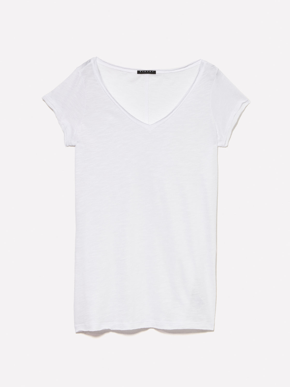T-shirt branca decote em V com corte vivo - ucb_image_FS