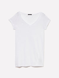 T-shirt branca decote em V com corte vivo - ucb_image_FS