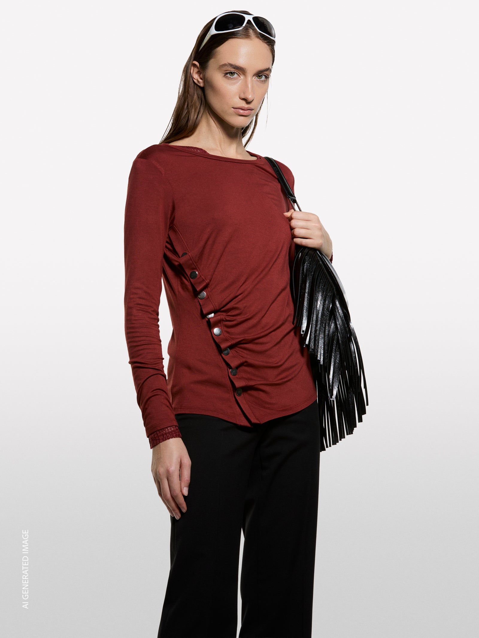 T-shirt with silver button