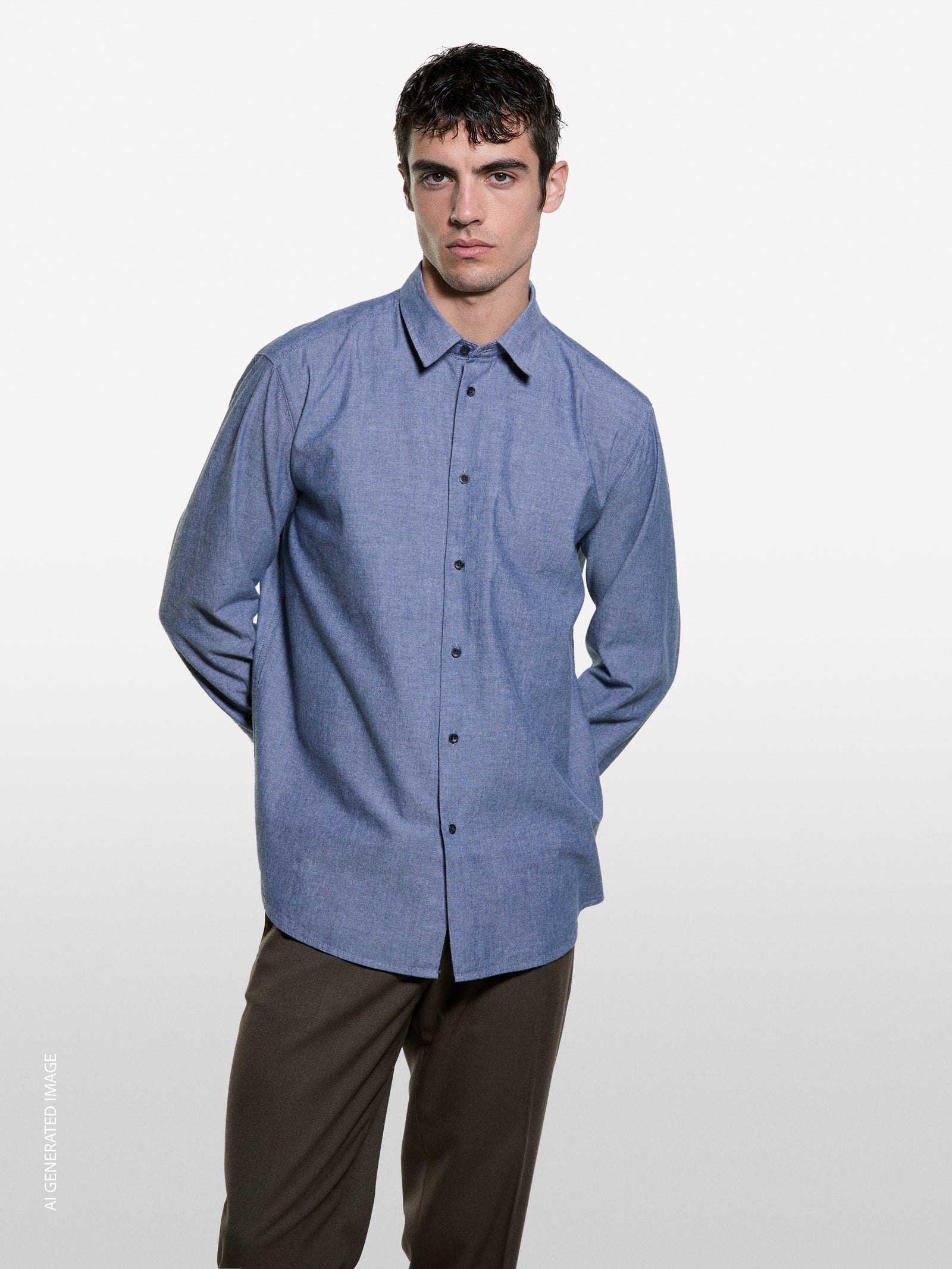 Gray regular fit shirt in 100% cotton