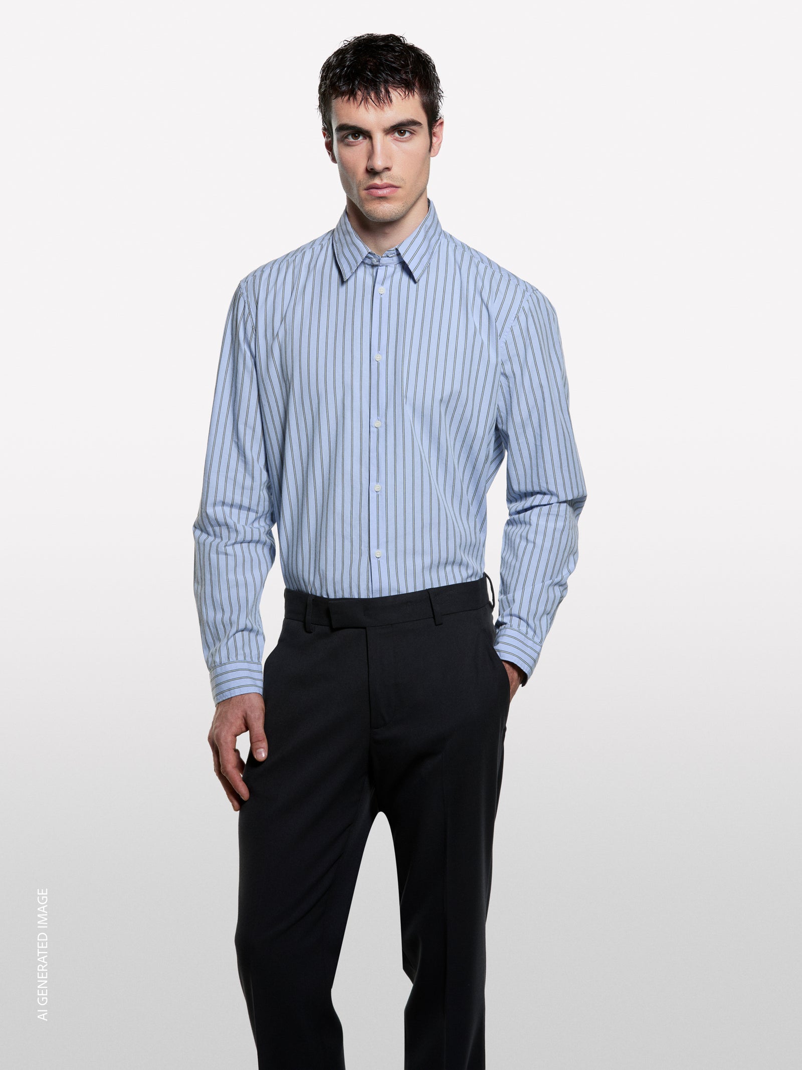 Blue yarn dyed shirt