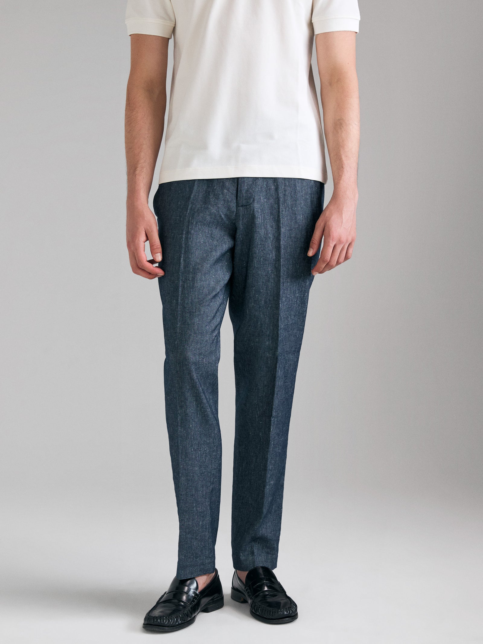 Linen blend denim chinos