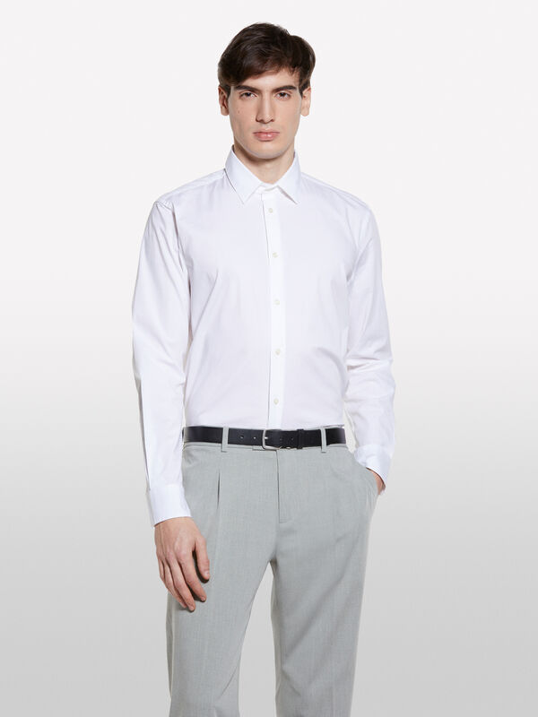Πουκάμισο slim fit λευκό - πουκάμισα slim fit ανδρικά | Sisley