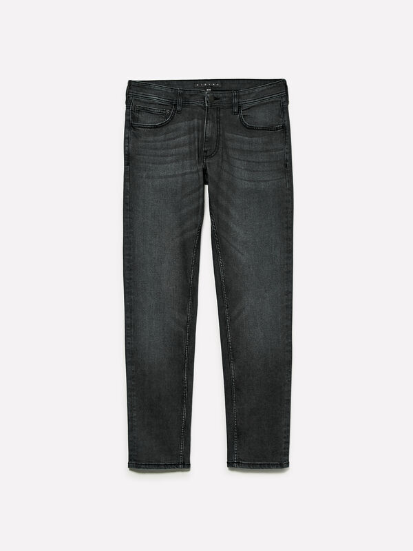 Τζιν Style 74 slim fit μαύρο - τζιν slim fit ανδρικά | Sisley