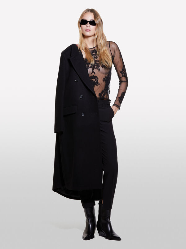 Τοπ από τούλι με κέντημα - τοπ γυναικεία | Sisley