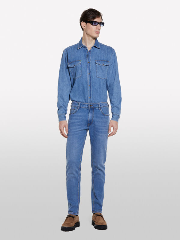 Τζιν Style 73 skinny fit ανοιχτό γαλάζιο - νέα collection τζιν ανδρικά | Sisley