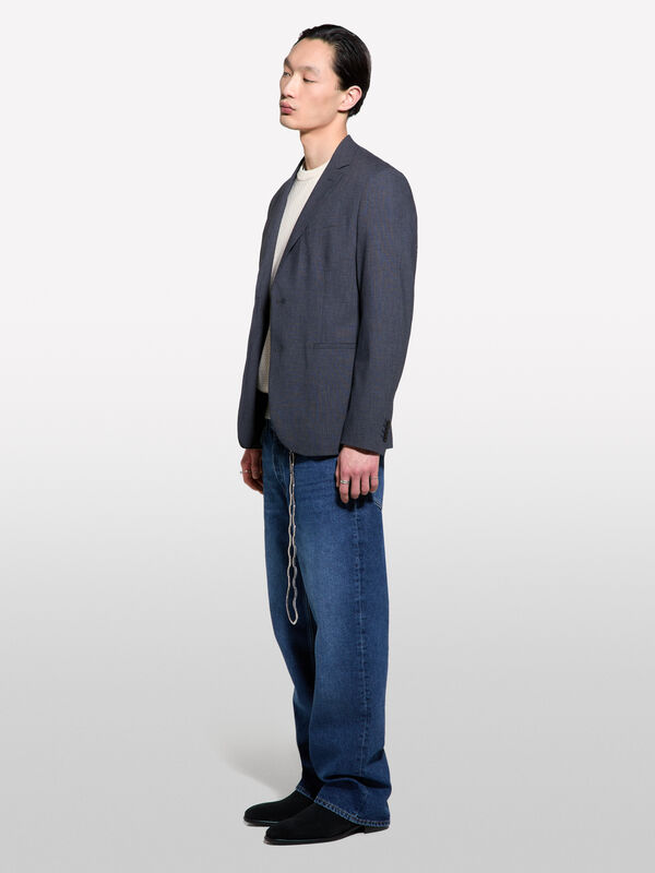 Μπλέιζερ γκρι σκούρο slim comfort fit - μπλέιζερ ανδρικά | Sisley