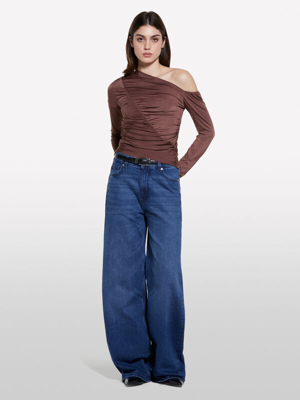 Τζιν Style 72 wide fit μπλε - τζιν καμπάνα γυναικεία | Sisley