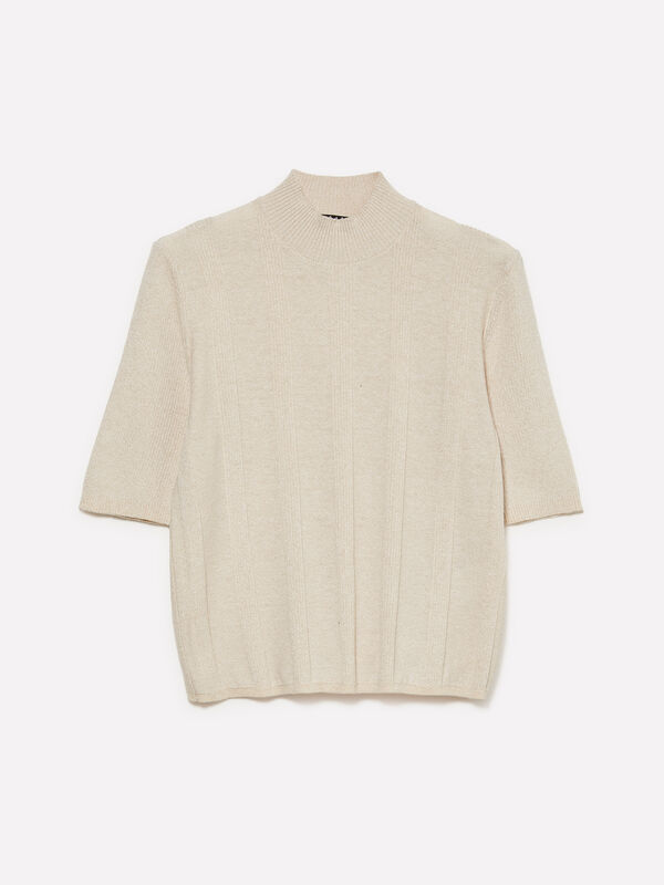 Μπλούζα λευκό κρεμ με λούρεξ διακοσμητικά - μπλούζες ζιβάγκο γυναικείες | Sisley