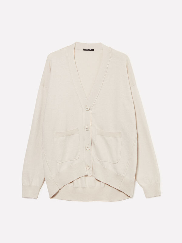 Dove gray oversize fit cardigan - ζακέτες γυναικείες | Sisley
