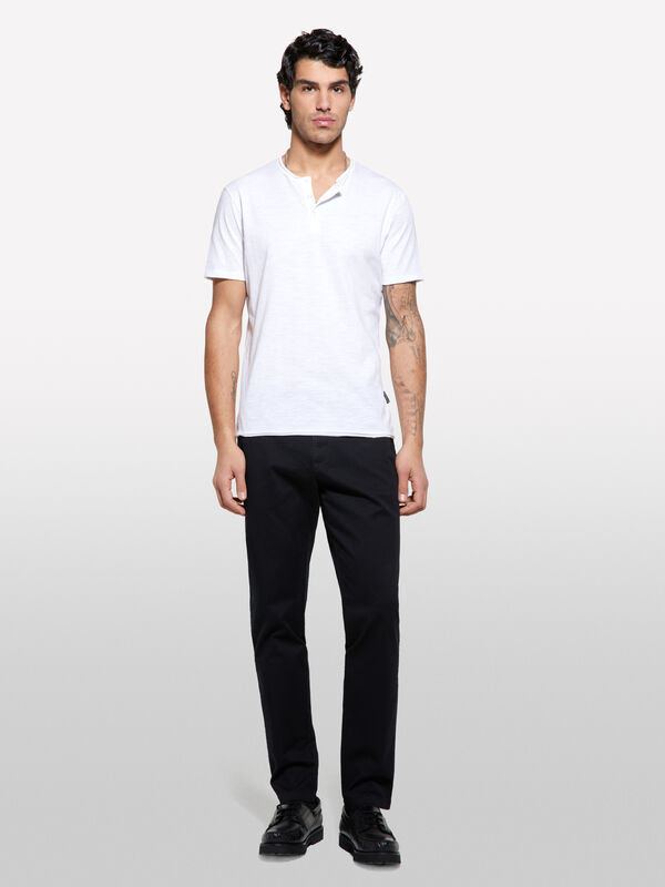 Παντελόνι τσίνο slim fit μαύρο - παντελόνια slim ανδρικά | Sisley