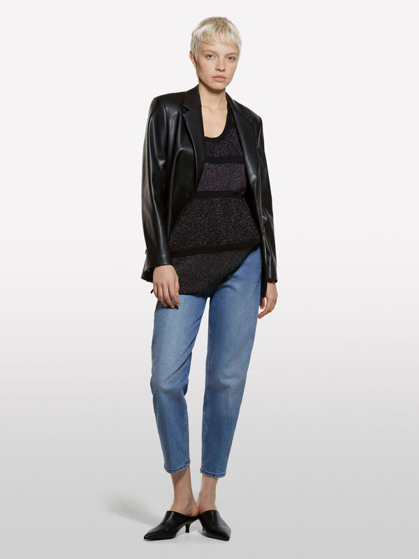 Μάξι γιλέκο color block με λούρεξ - μπλούζες με v λαιμόκοψη γυναικείες | Sisley