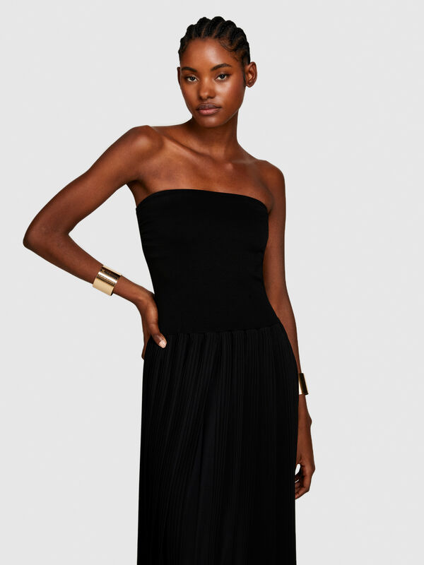 Φόρεμα μακρύ με πλισέ - φορέματα μακριά γυναικεία | Sisley