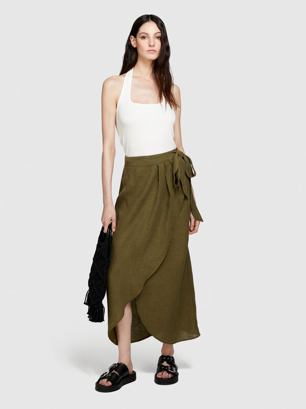 Φούστα Παρεό από 100% λινό - φούστες μιντί, longuette γυναικείες | Sisley