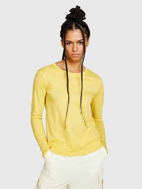 Μπλούζα μακρυμάνικη με λαιμόκοψη - μπλουζάκια μακρυμάνικα γυναικεία | Sisley