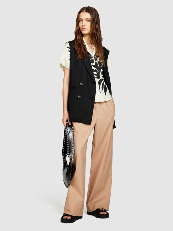 Παντελόνι flare με κορδόνι - παντελόνια flare γυναικεία | Sisley