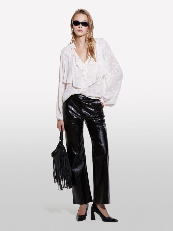 Μπλούζα με rouches και βολάν - μπλούζες γυναικείες | Sisley