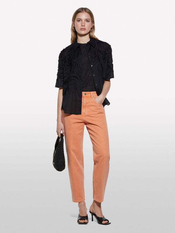 Τζιν color Style 68 mom fit πορτοκαλί - τζιν mom fit και boyfriend γυναικεία | Sisley