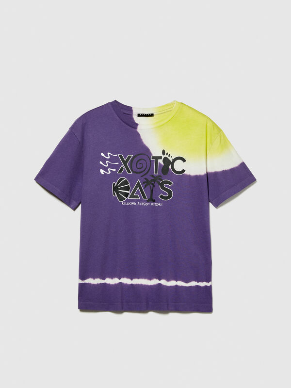 Μπλούζα tye-dye με τύπωμα - μπλουζάκια κοντομάνικα αγόρι | Sisley Young