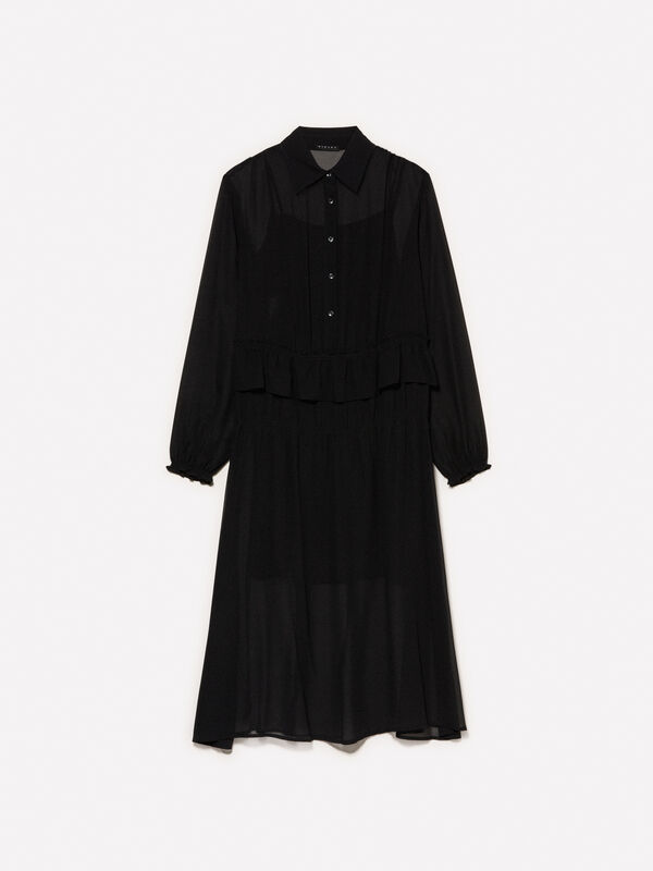 Long dress with rouches - φορέματα μακριά γυναικεία | Sisley