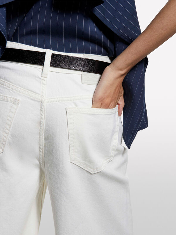 Τζιν Style 72 wide fit λευκό - τζιν καμπάνα γυναικεία | Sisley