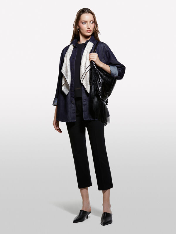 Dark blue denim shirt - πουκάμισα γυναικεία | Sisley