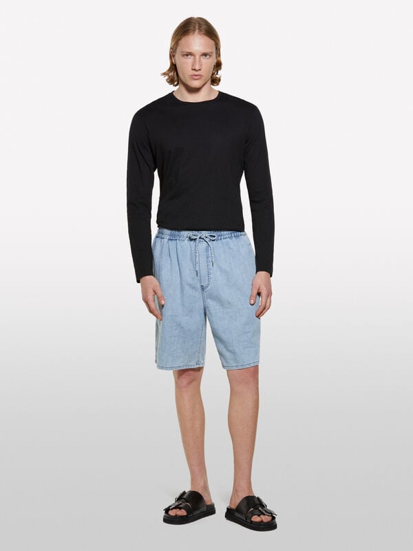 Μπλούζα μακρυμάνικη μαύρη slim fit - μπλουζάκια μακρυμάνικα ανδρικά | Sisley