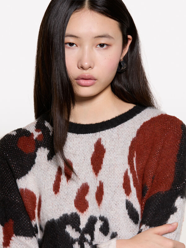 Μπλούζα animal print μπεζ - μπλούζες με λαιμόκοψη γυναικείες | Sisley