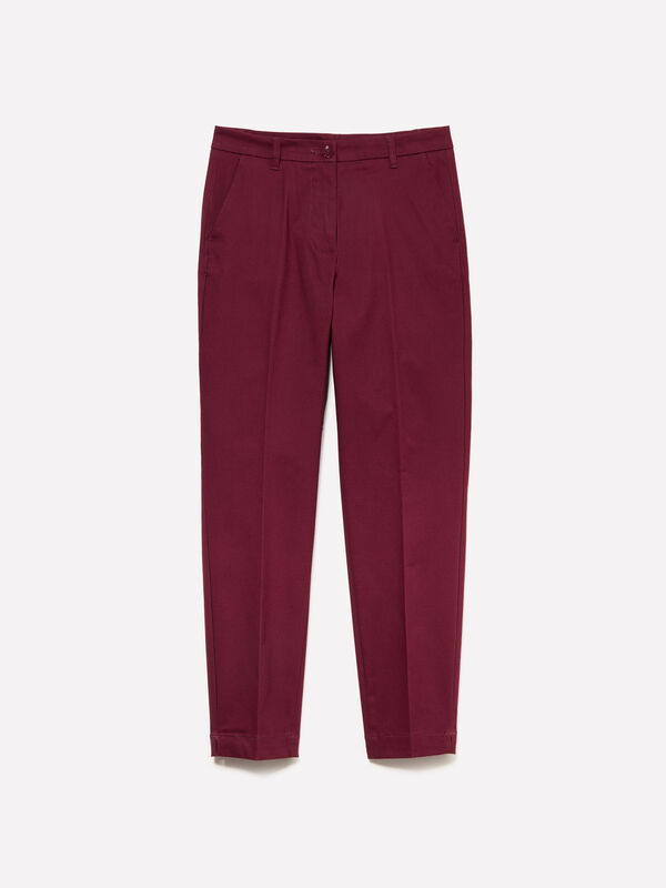 Τσίνο slim fit μπορντό - παντελόνια slim fit γυναικεία | Sisley