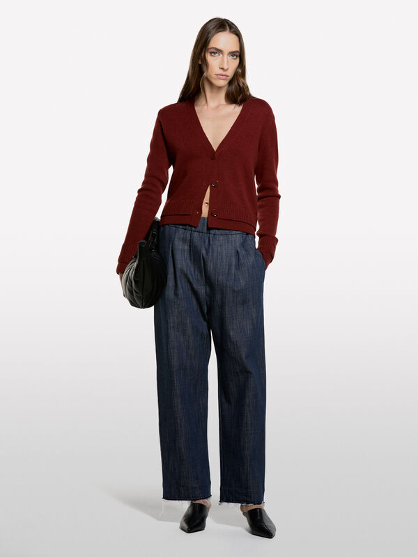 Ζακέτα με διπλή ριπ ύφανση - null | Sisley