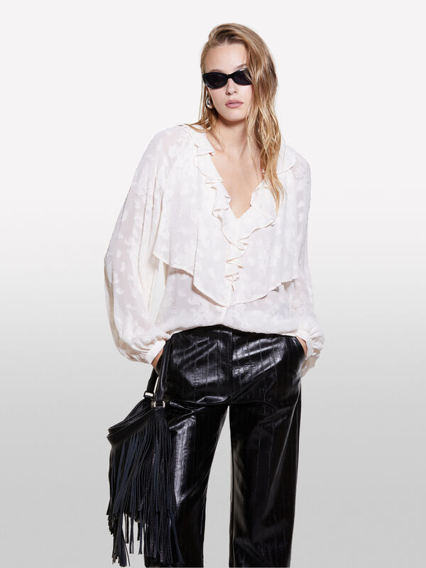 Μπλούζα με rouches και βολάν - μπλούζες γυναικείες | Sisley