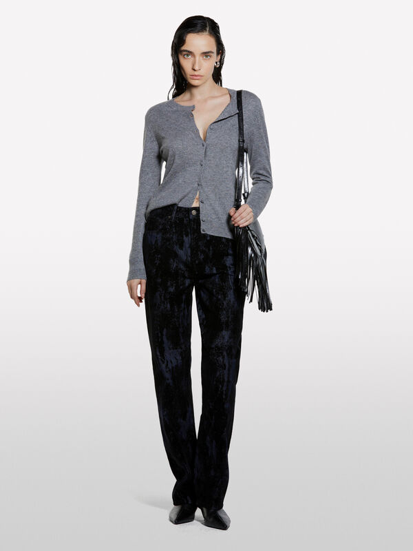 Ζακέτα γκρι σκούρο μελάνζ regular fit - ζακέτες γυναικείες | Sisley