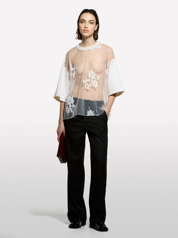 Μαύρο ίσιο παντελόνι - παντελόνια ψηλόμεσα γυναικεία | Sisley