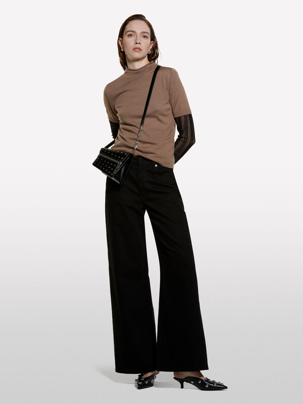 Τζιν Style 72 wide fit μαύρο - τζιν καμπάνα γυναικεία | Sisley