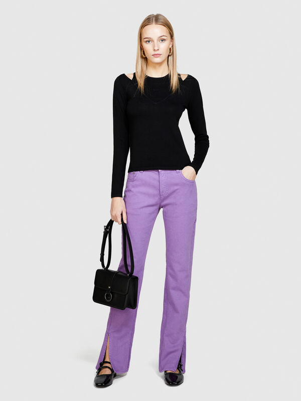 Τζιν color με σκισίματα - τζιν slim fit γυναικεία | Sisley