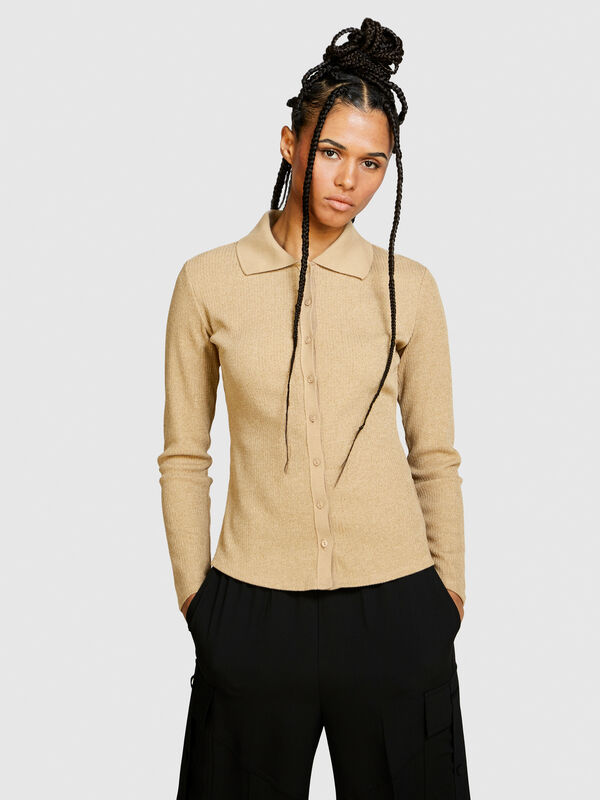 Πουκάμισο με ριπ ύφανση - πουκάμισα γυναικεία | Sisley
