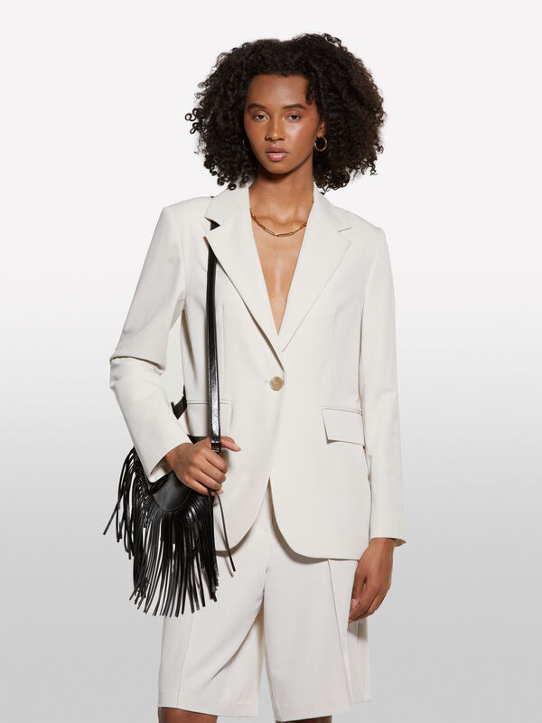 Μπλέιζερ regular fit μπεζ - μπλέιζερ γυναικεία | Sisley