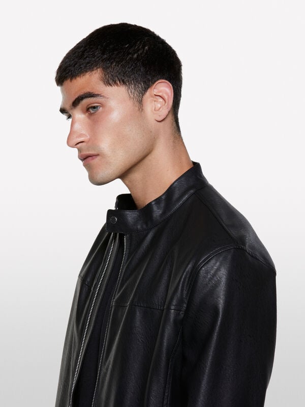 Biker μαύρο slim fit - μπουφάν και σακάκια ανδρικά | Sisley