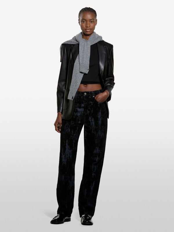 Μπλούζα μαύρη κοντομάνικη - μπλούζες με λαιμόκοψη γυναικείες | Sisley