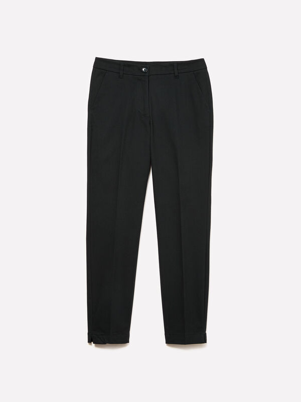 Τσίνο slim fit μαύρο - παντελόνια slim fit γυναικεία | Sisley