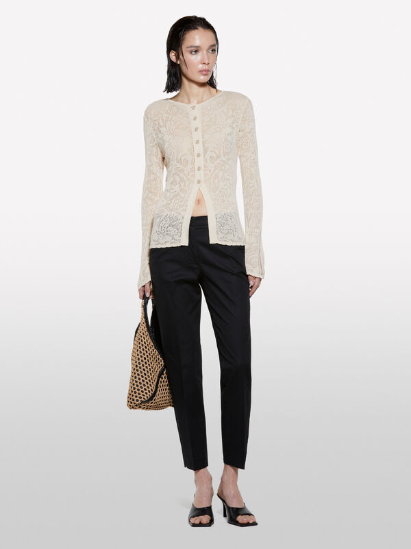Τσίνο μαύρο regular fit  - παντελόνια regular γυναικεία | Sisley