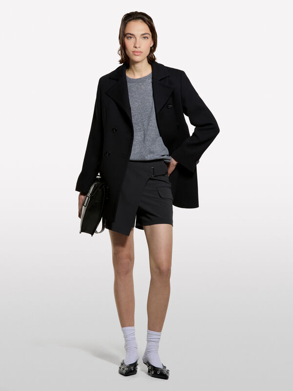 Μπλούζα από ανάμεικτο μαλλί με λαιμόκοψη χαμόγελο - μπλούζες με λαιμόκοψη χαμόγελο γυναικείες | Sisley