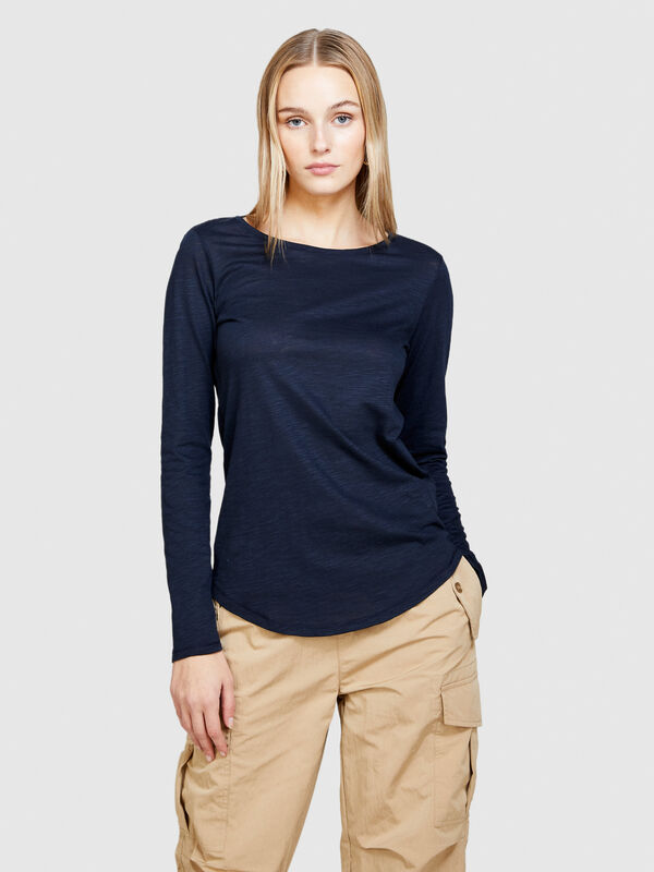 Μπλούζα μονόχρωμη - μπλουζάκια μακρυμάνικα γυναικεία | Sisley