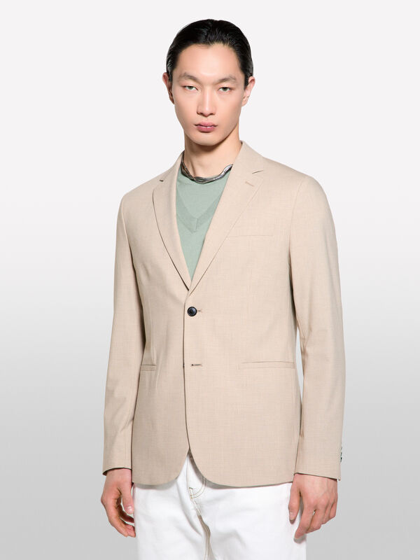 Μπλέιζερ μπεζ slim comfort fit - μπλέιζερ ανδρικά | Sisley