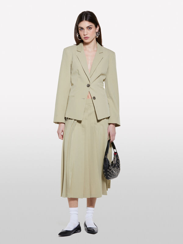 Μπλέιζερ slim fit πράσινο militaire - μπλέιζερ γυναικεία | Sisley